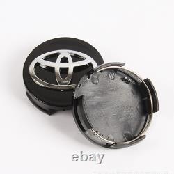 Ensemble de 4 pièces de bouchons de moyeu de roue Toyota 62 mm I Couvertures de jante avec logo noir
