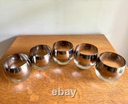 Ensemble de 5 verres Roly Poly style Dorothy Thorpe en verre argenté dégradé