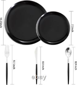 Ensemble de Assiettes Jetables Noires et Argentées Durables pour 30 Parfaites pour Toutes les Occasions