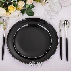Ensemble de Assiettes Jetables Noires et Argentées Durables pour 30 Parfaites pour Toutes les Occasions