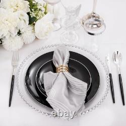 Ensemble de Assiettes Jetables Noires et Argentées Durables pour 30 Parfaites pour Toutes les Occasions