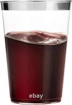 Ensemble de vaisselle de 350 pièces, 50 assiettes à bord, 50 pièces de couverts, 50 gobelets en plastique