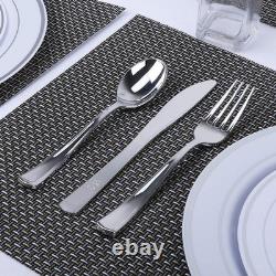 Ensemble de vaisselle en argent MCIRCO de 350 pièces, 100 assiettes en plastique avec bord argenté, 50 S