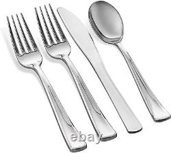 Ensemble de vaisselle en argent de 350 pièces, 50 assiettes à bord argenté, 50 couverts, 50 Silv