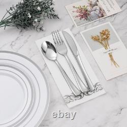 Ensemble de vaisselle en argent de 700 pièces pour 100 invités, ensemble de vaisselle en plastique pour les fêtes
