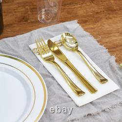 Ensemble de vaisselle en plastique or/argent 350PC pour rassemblements de plus de 50 personnes