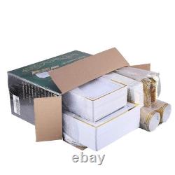 Ensemble de vaisselle jetable de 350 pièces pour 50 invités - Plaque en plastique carrée résistante Ensemble de vaisselle jetable de 350 pièces pour 50 invités - Plaque en plastique carrée résistante