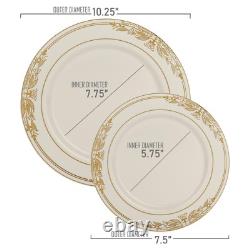 Ensemble de vaisselle jetable en plastique élégante pour mariage - Paquet de plats Harmony
