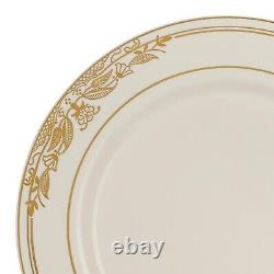 Ensemble de vaisselle jetable en plastique élégante pour mariage - Paquet de plats Harmony