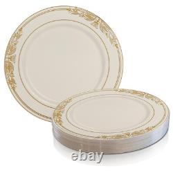 Ensemble de vaisselle jetable en plastique élégante pour mariage - Paquet de plats Harmony