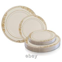 Ensemble de vaisselle jetable en plastique élégante pour mariage - Paquet de plats Harmony