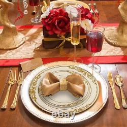 Ensemble de vaisselle jetable en plastique élégante pour mariage - Paquet de plats Harmony