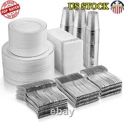 Ensemble de vaisselle jetable robuste de 700 pièces pour événements, fêtes, mariages - Neuf