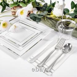 Ensemble élégant de 350 pièces d’assiettes jetables argentées, parfait pour les mariages et les anniversaires