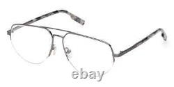 Ermenegildo Zegna EZ 5266 012 Cadre de lunettes de vue aviateur en demi-cerclé argenté 59-14-145