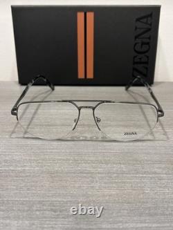 Ermenegildo Zegna EZ 5266 012 Monture de lunettes aviateur argentée à demi-rim 59-14-145