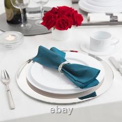 Essentiels de fête Divine Assiettes en plastique blanches à bord argenté 10,25 po (carton de 144)