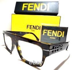 FENDI FENDIGRAPHY FE50062I 052 HAVANE AVEC ACCENTS ARGENTÉS LUNETTES AUTHENTIQUES 54-17