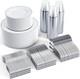 Focusline 600 Ensemble De Vaisselle En Argent Pour 100 Invités, Plastique Blanc Et Argenté