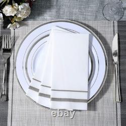 FOCUSLINE Ensemble de vaisselle au design à bord argenté de 800 pièces, comprend 100 assiettes dîner
