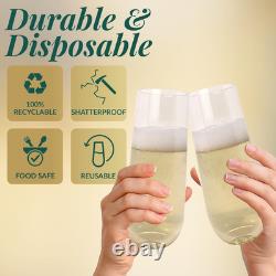 Flûtes à champagne en plastique (pack de 50, 9oz) transparentes, sans tige, verres jetables à mimosa