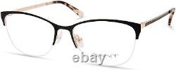 Gant Ga4116 002 Lunettes De Vue Optiques En Métal Noir Semi-rim Femme Cadre 53-17-140 Rx