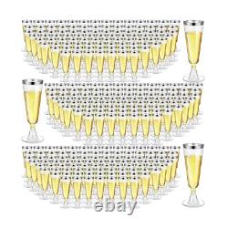 Gerrii 300 pièces de flûtes à champagne en plastique en vrac, 4,5 oz claires jetables