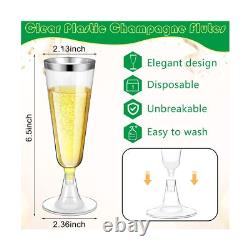 Gerrii 300 pièces de flûtes à champagne en plastique en vrac, 4,5 oz claires jetables