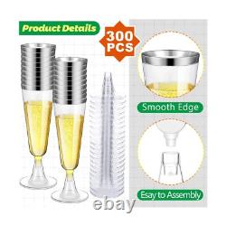 Gerrii 300 pièces de flûtes à champagne en plastique en vrac, 4,5 oz claires jetables