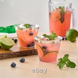 Gobelets en plastique transparents Restaurantware de 9 oz avec bord argenté, lot de 500 gobelets de fête