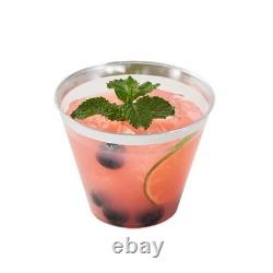 Gobelets en plastique transparents Restaurantware de 9 oz avec bord argenté, lot de 500 gobelets de fête