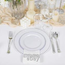 LIYH 350 pièces de vaisselle en plastique argenté pour 50 invités, jetable en plastique