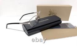 LUNETTES BURBERRY B1157 1005 ARGENT NOIR DEMI-RONDE 52-17-135 MM ITALIE AVEC ÉTUI