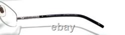 LUNETTES BURBERRY B1157 1005 ARGENT NOIR DEMI-RONDE 52-17-135 MM ITALIE AVEC ÉTUI