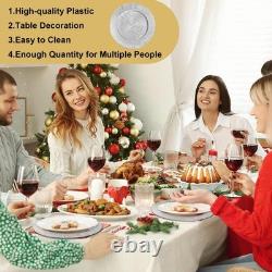 Lot de 100 assiettes de présentation à bord ondulé 13 pouces jetables pour décoration de table de mariage