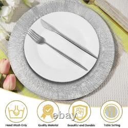 Lot de 100 assiettes de présentation à bord ondulé 13 pouces jetables pour décoration de table de mariage