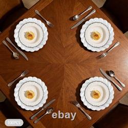 Lot de 100 assiettes de présentation de 13 pouces en plastique argenté, motif vagues en spirale, décoration de table pour mariage