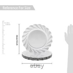 Lot de 100 assiettes de présentation de 13 pouces en plastique argenté, motif vagues en spirale, décoration de table pour mariage
