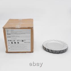Lot de 100 assiettes de présentation de 13 pouces en plastique argenté, motif vagues en spirale, décoration de table pour mariage