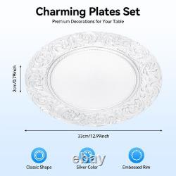 Lot de 100 sous-assiettes rondes en plastique de style ancien à bordure en relief S