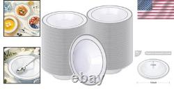 Lot de 200 bols en plastique robustes de 12 oz à bord argenté, parfaits pour les fêtes