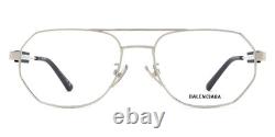 Lunettes Balenciaga BB0117O Unisex Argent Aviateur 57mm Neuf 100% Authentique