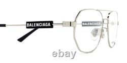 Lunettes Balenciaga BB0117O Unisex Argent Aviateur 57mm Neuf 100% Authentique
