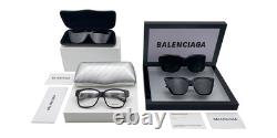 Lunettes Balenciaga BB0117O Unisex Argent Aviateur 57mm Neuf 100% Authentique