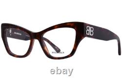 Lunettes Balenciaga BB0362O 002 Femme Havane/Argent Cerclage Complet Œil de Chat 54mm