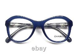 Lunettes Chanel 3299 1483 Polies Bleu avec Logo CC Argent 50-19-140