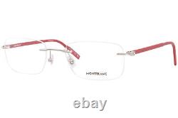 Lunettes Mont Blanc MB0221O 010 pour Homme Argent/Rouge Forme Rectangle à Monture Complète 59mm