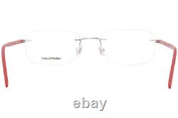 Lunettes Mont Blanc MB0221O 010 pour Homme Argent/Rouge Forme Rectangle à Monture Complète 59mm