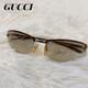 Lunettes De Soleil Gucci Gg 1709/s Demi-cercl&eacute;es Marron Y2k Ann&eacute;es 2000 Vintage Fabriqu&eacute;es Au Japon
