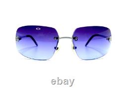 Lunettes de soleil VTG Y2K CHANEL Monture argent mat sans cerclage Verre bleu Italie 63 16 120